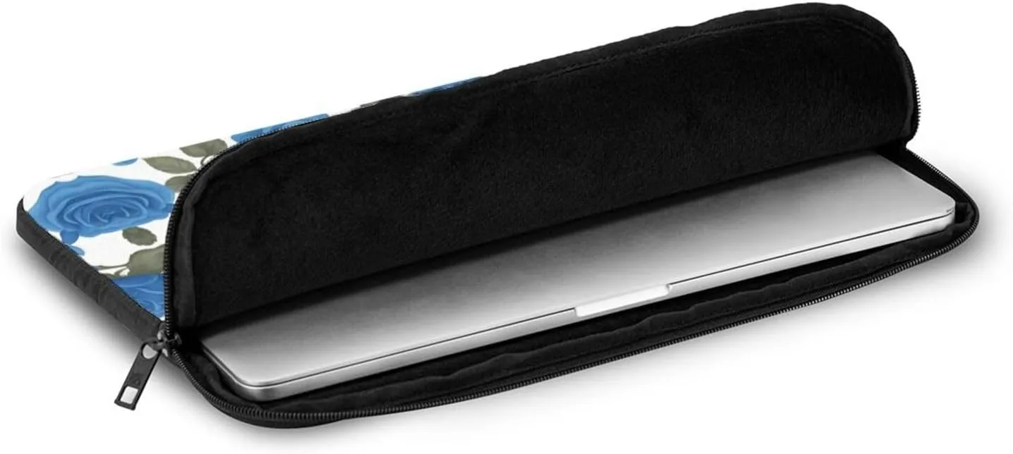 Beautiful Blue Roses Pattern Shockproof Portable Laptop 15 inch Sleeve Bag for Men and Women - Ideal for Business Travel, School, and Daily Use