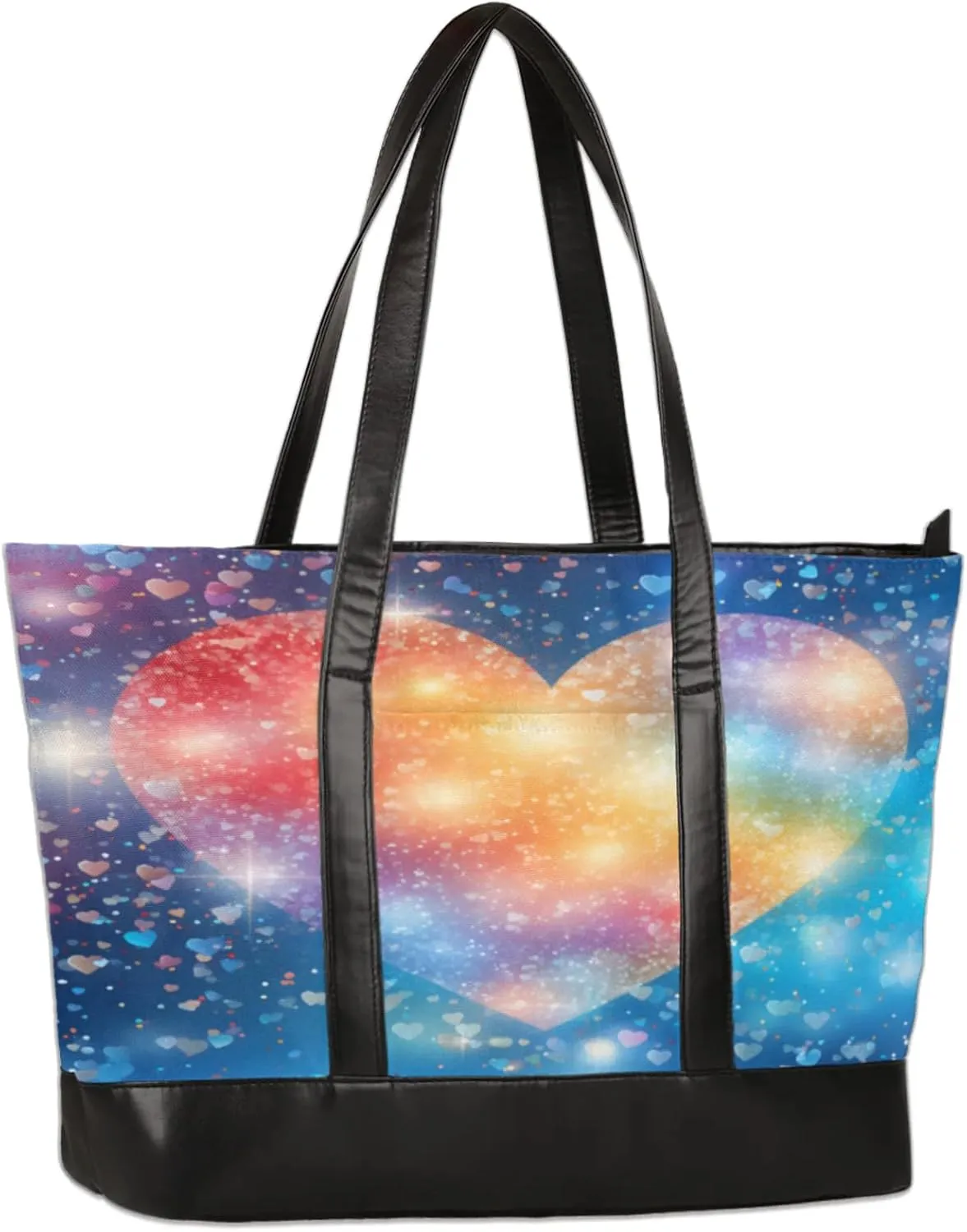 Beautiful Heart Pattern Laptop Tote Bag for Women Lightweight Work Purse with Multiple Compartments Fits 13-15.6 Inch Laptop Tablet Shoulder Bag for Office Travel Daily Use