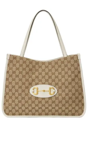 Beige 1955 Horsebit Medium Tote Bag