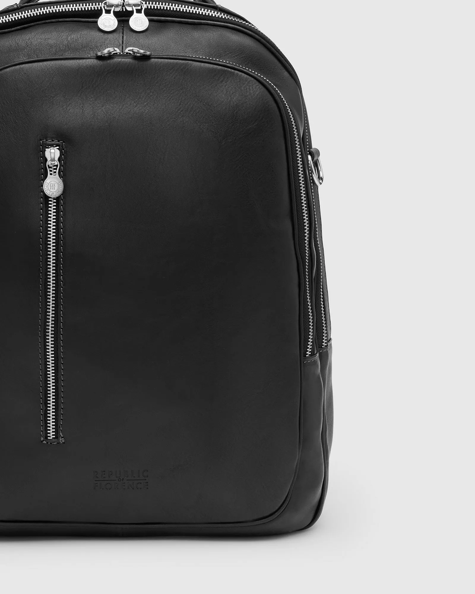 Belfast Matt Black Leather Backpack