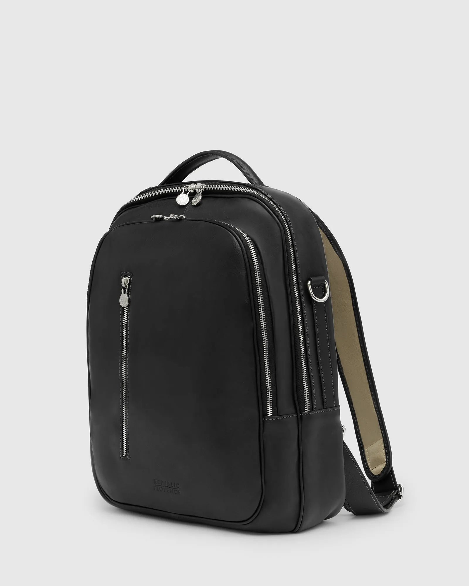 Belfast Matt Black Leather Backpack