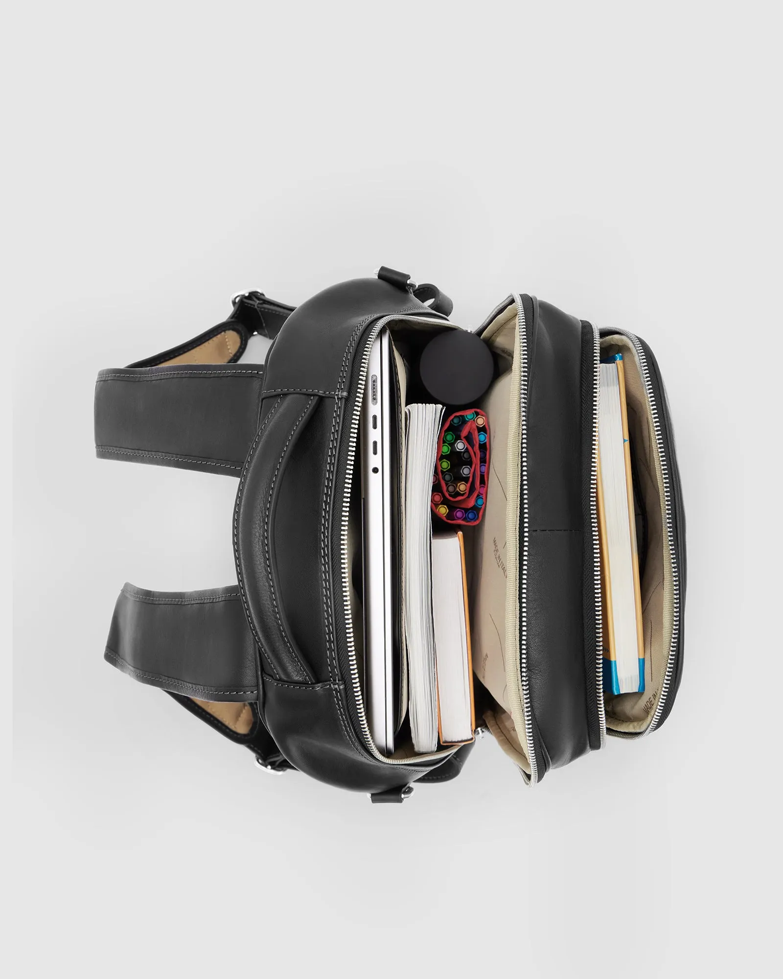 Belfast Matt Black Leather Backpack