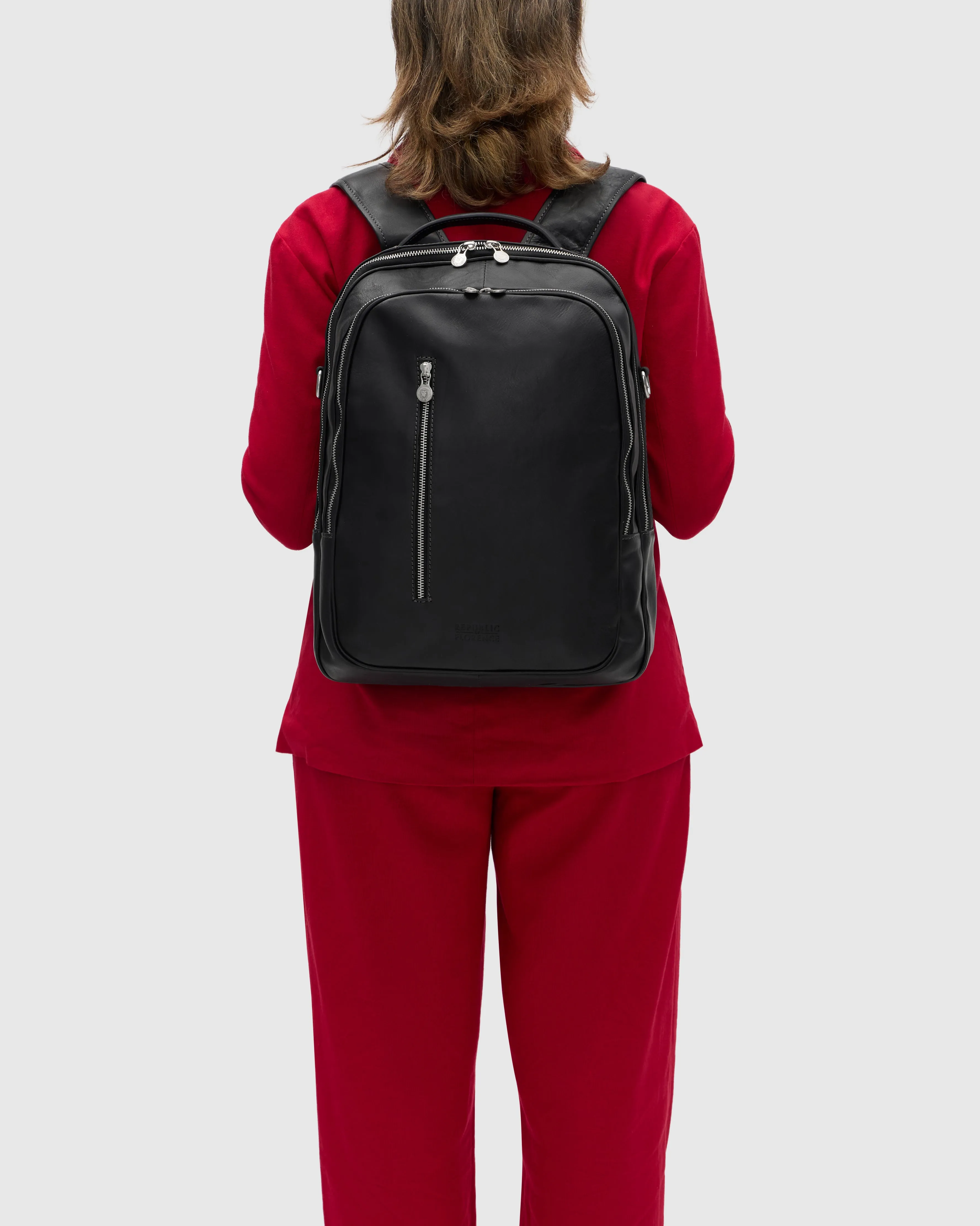Belfast Matt Black Leather Backpack