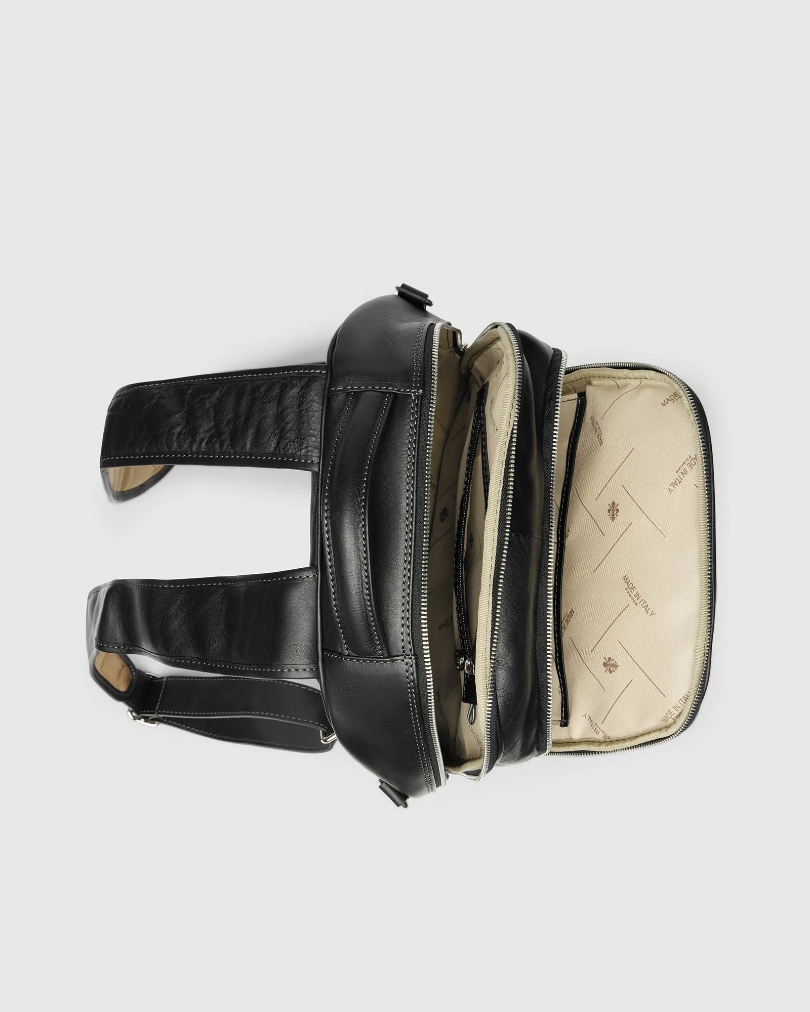 Belfast Matt Black Leather Backpack