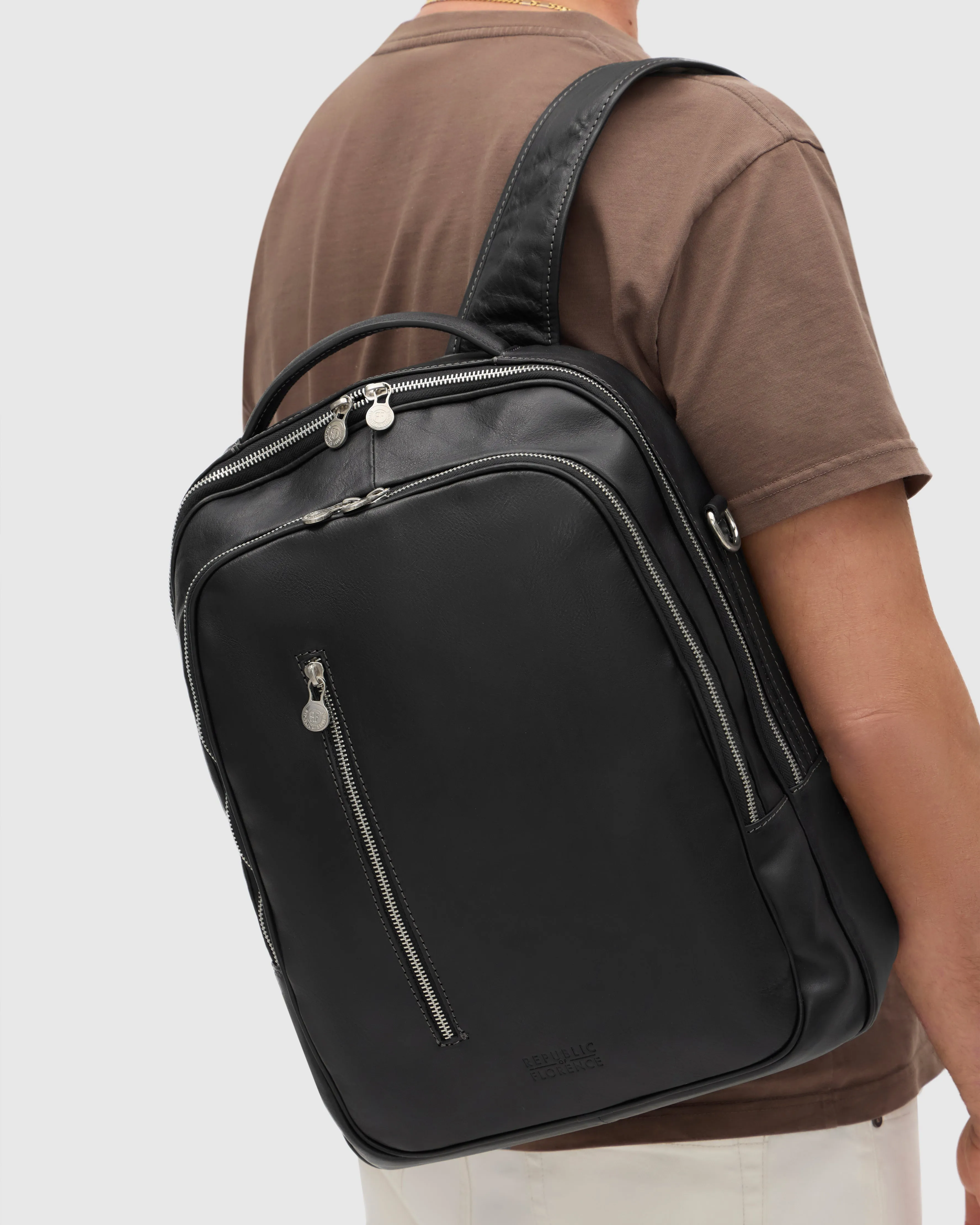 Belfast Matt Black Leather Backpack