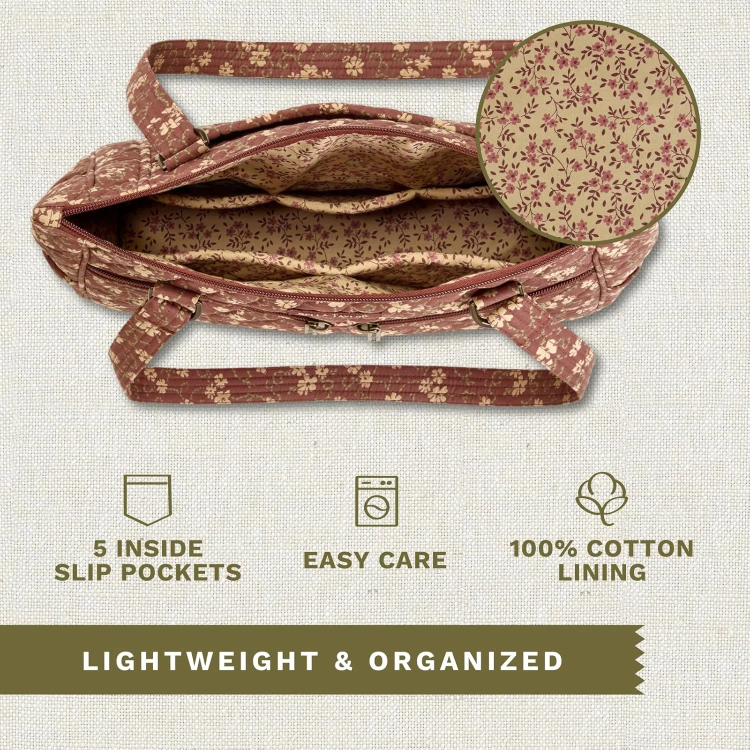 Bella Taylor Everyday Tote | Lightweight Quilted Fabric Handbags for Women