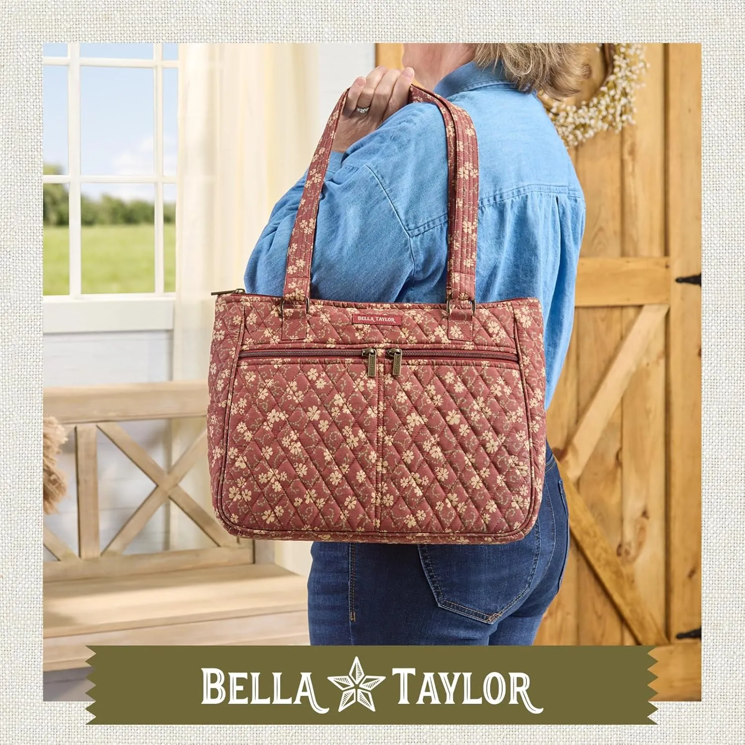 Bella Taylor Everyday Tote | Lightweight Quilted Fabric Handbags for Women