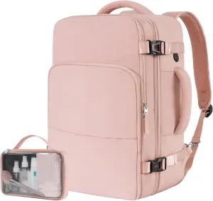 Beraliy Travel Backpack for Women,Personal Item Bag Airline Approved, Carry On Backpack,16inch Laptop Backpack Hiking Business Casual Weekender Bag Daypack,Pink