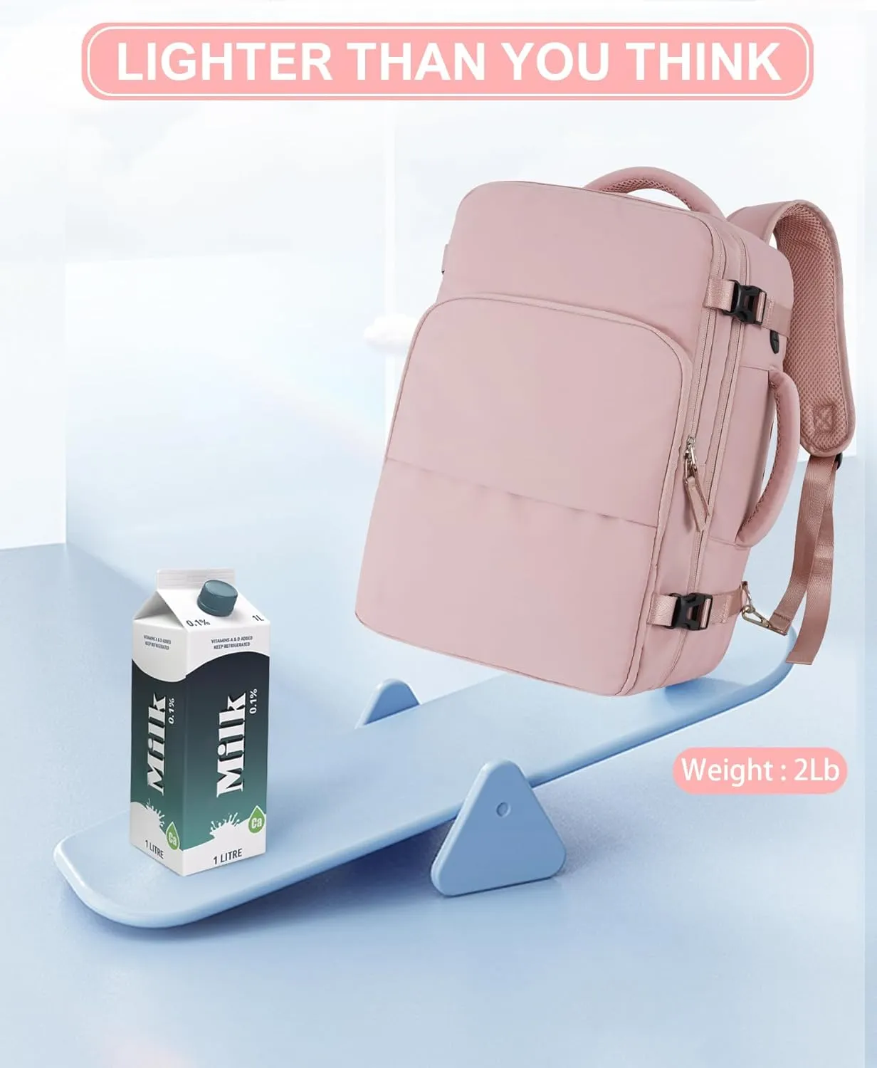 Beraliy Travel Backpack for Women,Personal Item Bag Airline Approved, Carry On Backpack,16inch Laptop Backpack Hiking Business Casual Weekender Bag Daypack,Pink