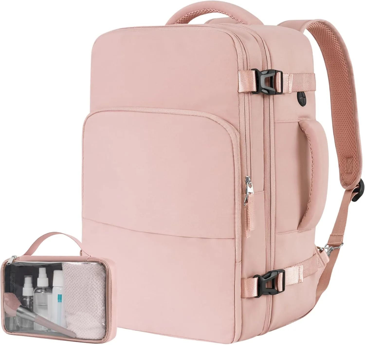 Beraliy Travel Backpack for Women,Personal Item Bag Airline Approved, Carry On Backpack,16inch Laptop Backpack Hiking Business Casual Weekender Bag Daypack,Pink
