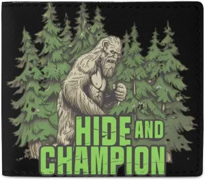 Bigfoot Hide And Champion Novelty Bifold Wallet Funny Purse Front Pocket Holder Money Clip with ID Credit Card Slots for Men Women