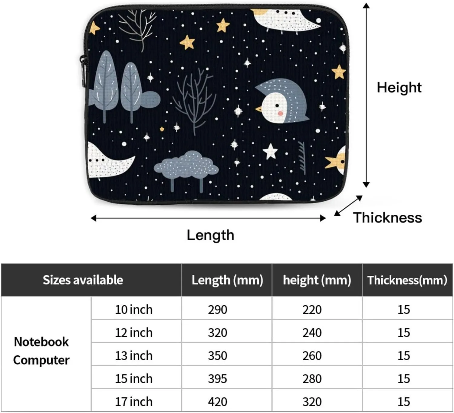 Birds In The Woods Laptop Inner Bag Laptop Sleeve Case Briefcase Carrying Laptop Cover
