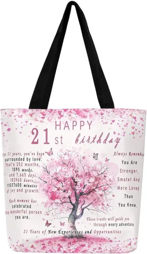 Birthday Gifts for Women Canvas Bag, Sweet 16 Gifts for Women Canvas Tote Bag Happy Birthday Decorations