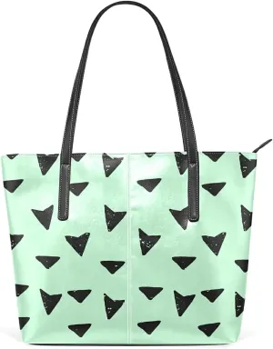 Black Arrows And Triangles Tote Bag for Women Leather Shoulder Handbag with Zipper and Pockets Fashion Casual Handle Bag Purse for Travel Beach Working Laptop School Gym Shopping