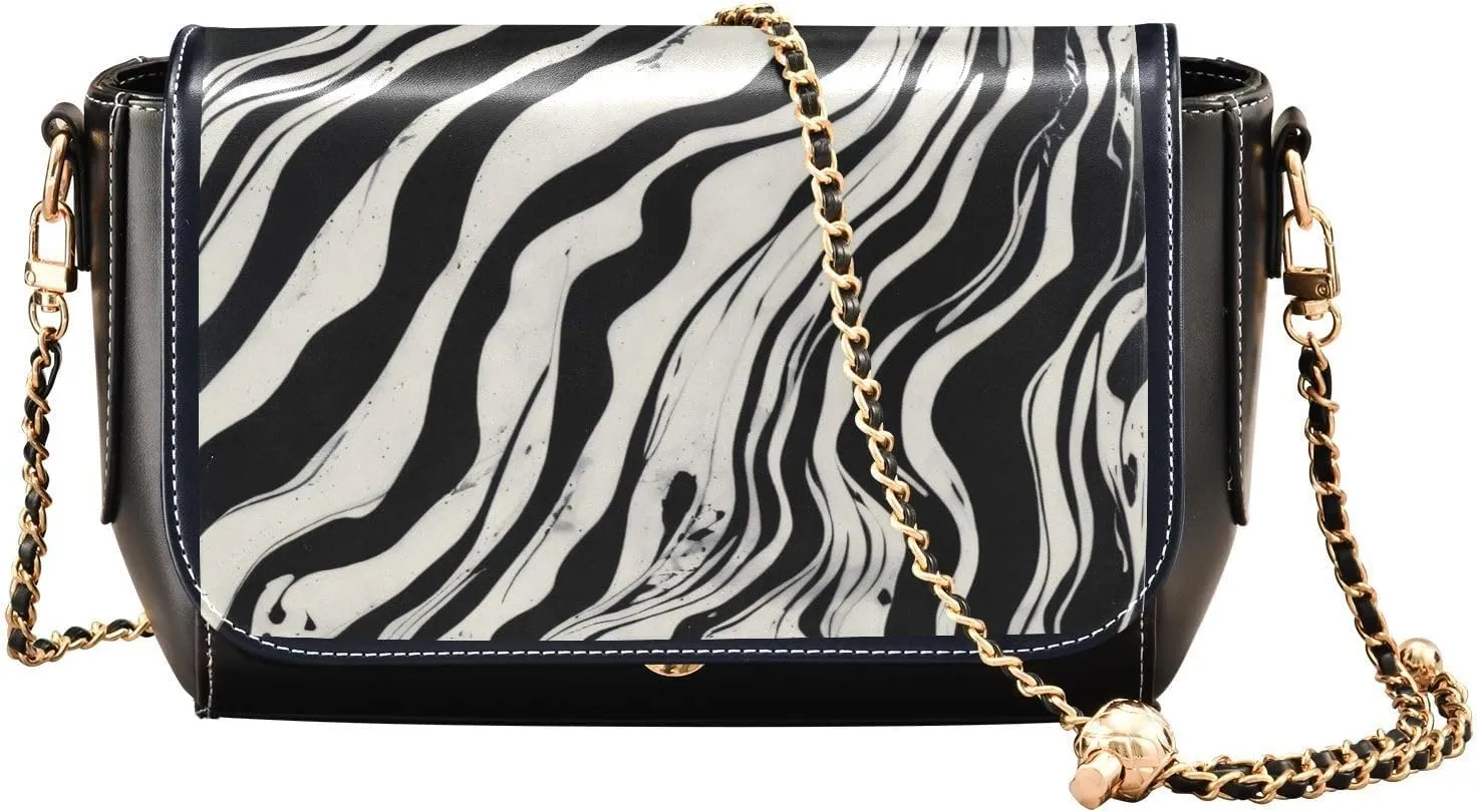 Black Artistic Fluid Small Black Crossbody Purse for Women Leather Purses with Adjustable Strap Small Black Purse