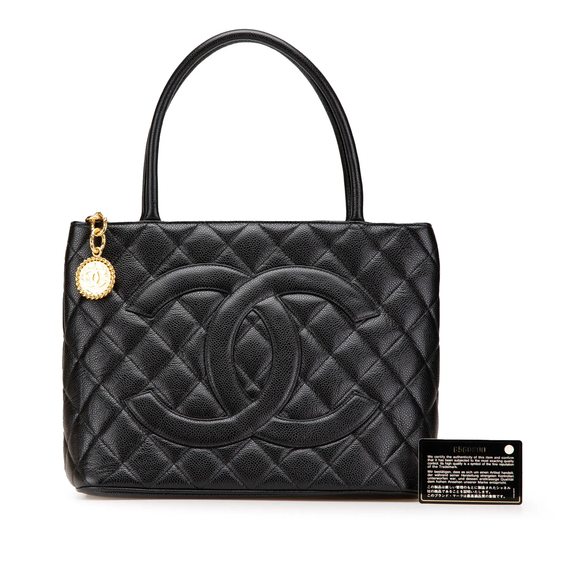 Black Chanel Caviar Medallion Tote