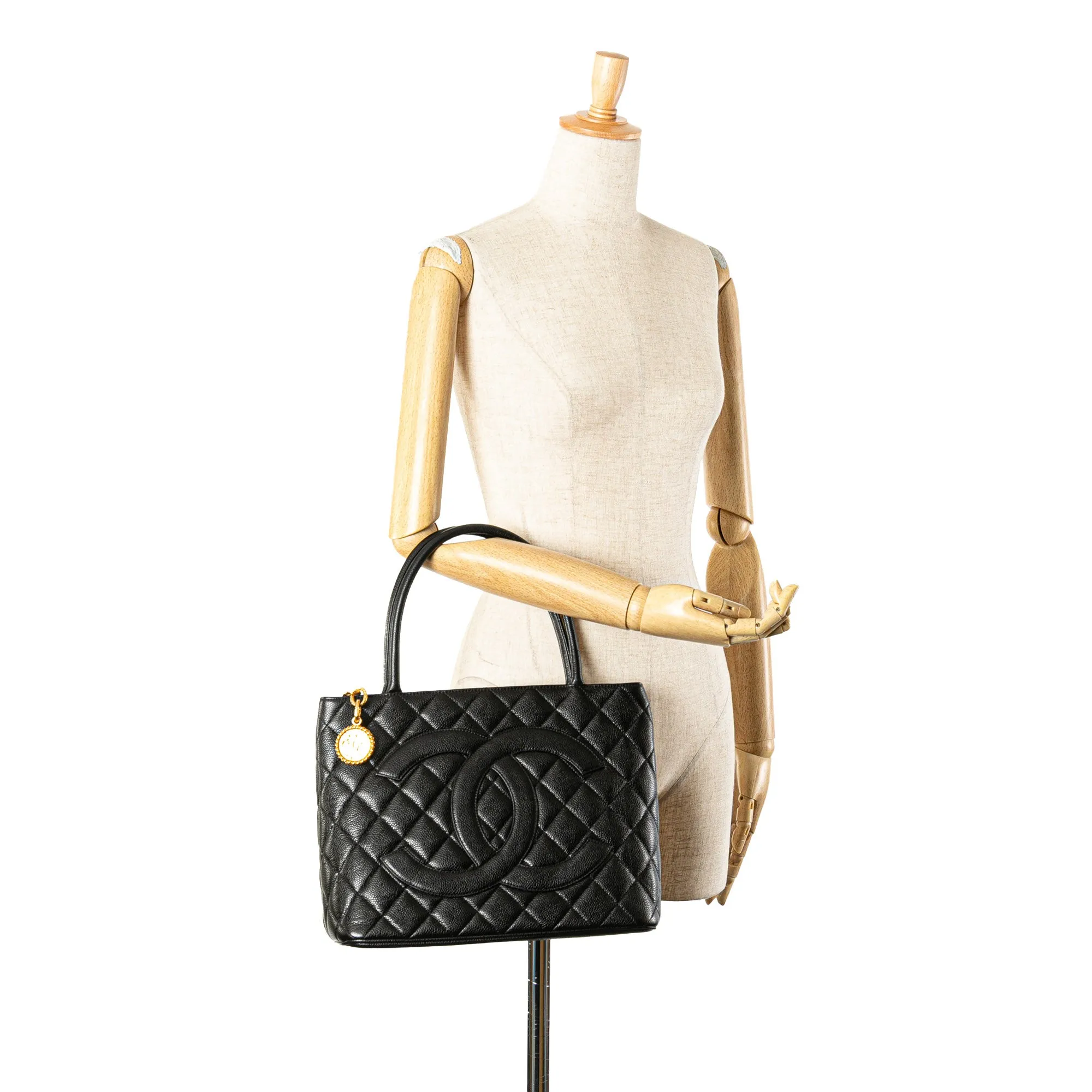 Black Chanel Caviar Medallion Tote