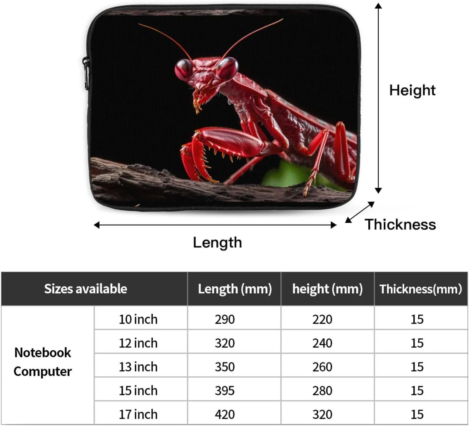 Blade Red Praying Mantis Laptop Inner Bag Laptop Sleeve Case Briefcase Carrying Laptop Cover