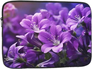 Blooming Purple Flowers Pattern Shockproof Portable Laptop 13 inch Sleeve Bag for Men and Women - Ideal for Business Travel, School, and Daily Use