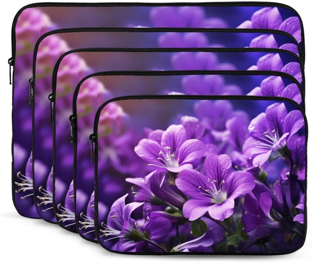 Blooming Purple Flowers Pattern Shockproof Portable Laptop 13 inch Sleeve Bag for Men and Women - Ideal for Business Travel, School, and Daily Use