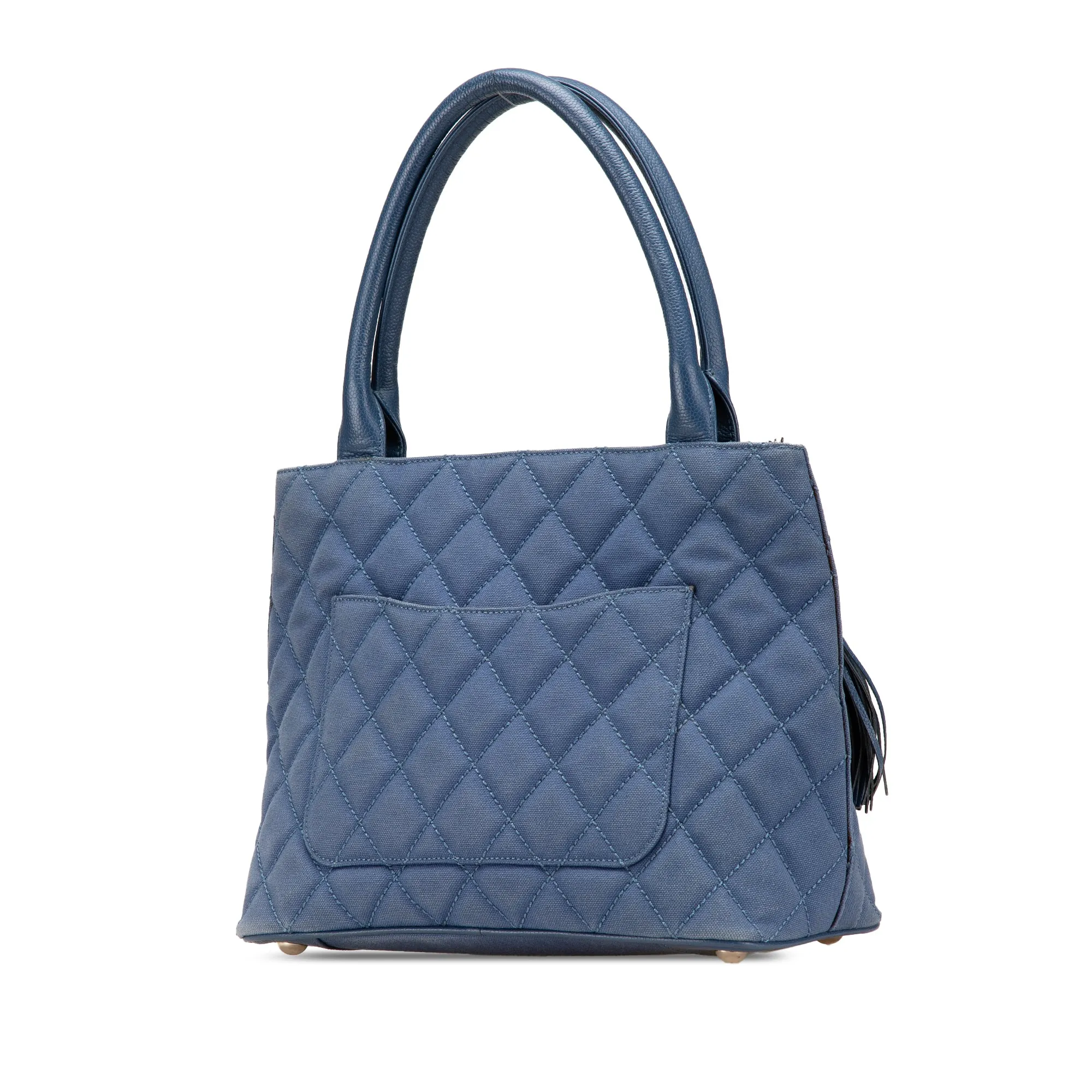 Blue Chanel Quilted Canvas and Caviar Tassel Tote
