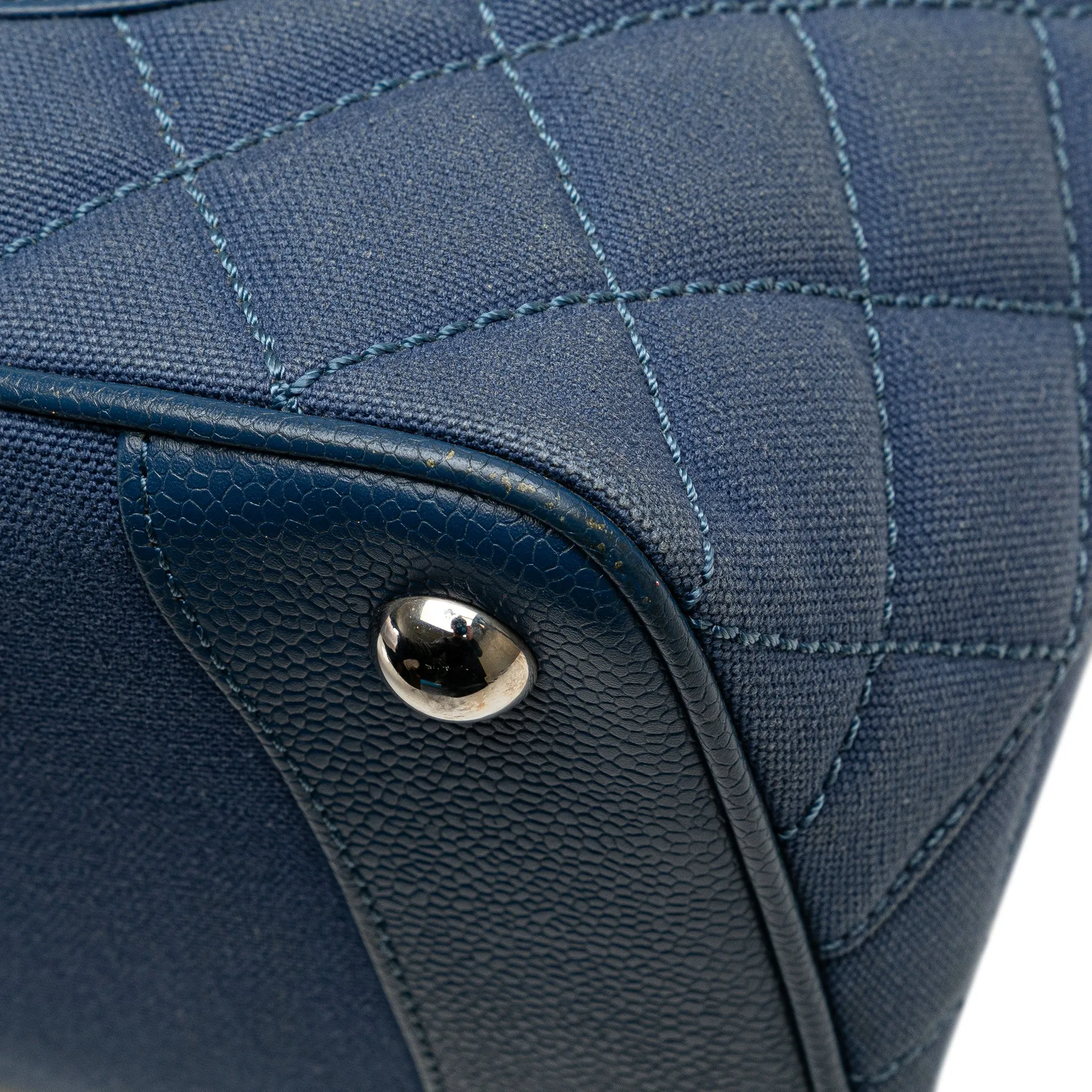 Blue Chanel Quilted Canvas and Caviar Tassel Tote