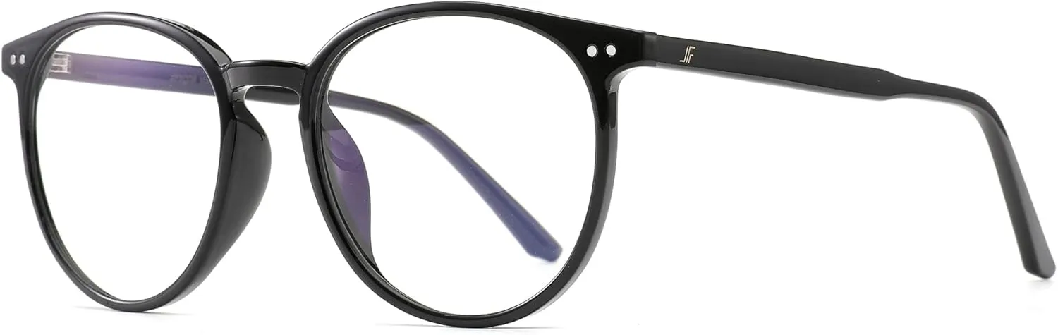 Blue Light Blocking Glasses for Women Men, Round Computer Gaming Eyeglasses Anti Eyestrain & UV Glare RF6213 (Black Circle Frame)