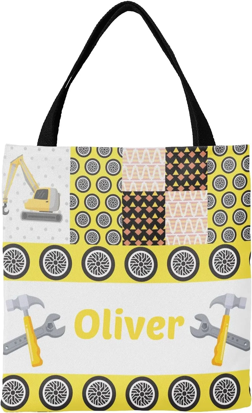 Blue Racing Car Personalized Canvas Tote Bags for Women Kids, Reusable Bags for Shopping,Travel,School Handbag Gift