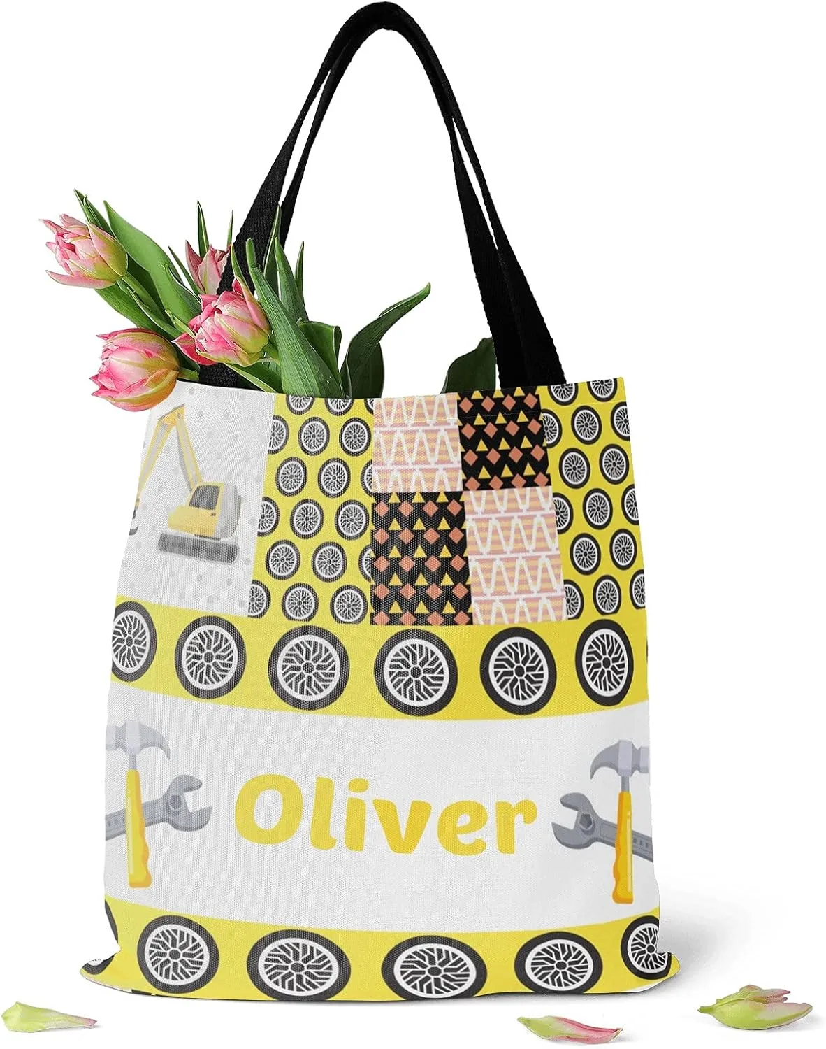 Blue Racing Car Personalized Canvas Tote Bags for Women Kids, Reusable Bags for Shopping,Travel,School Handbag Gift