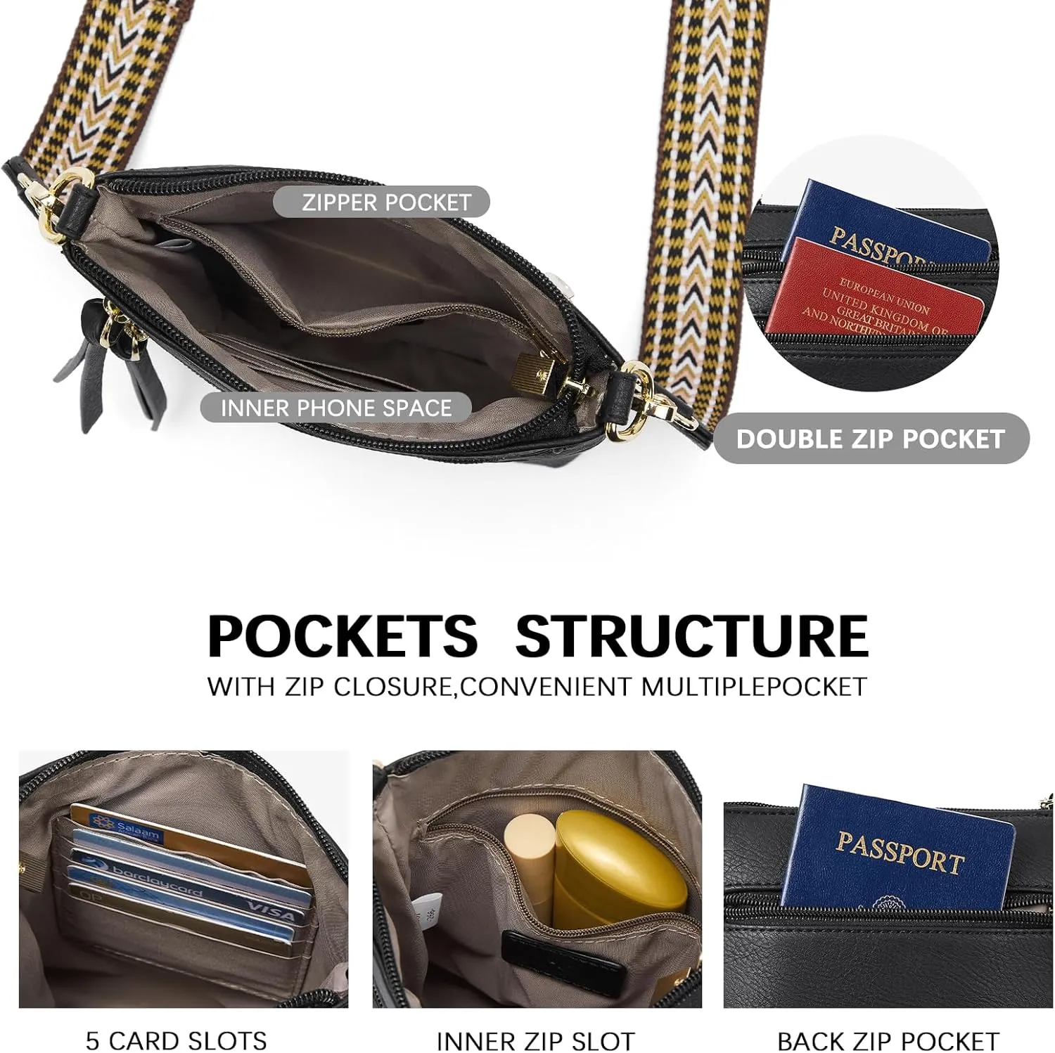 BOSTANTEN Crossbody Bags Purses for Women Trendy Soft Vegan Leather Shoulder Handbags with Adjustable Strap Zipper Pocket