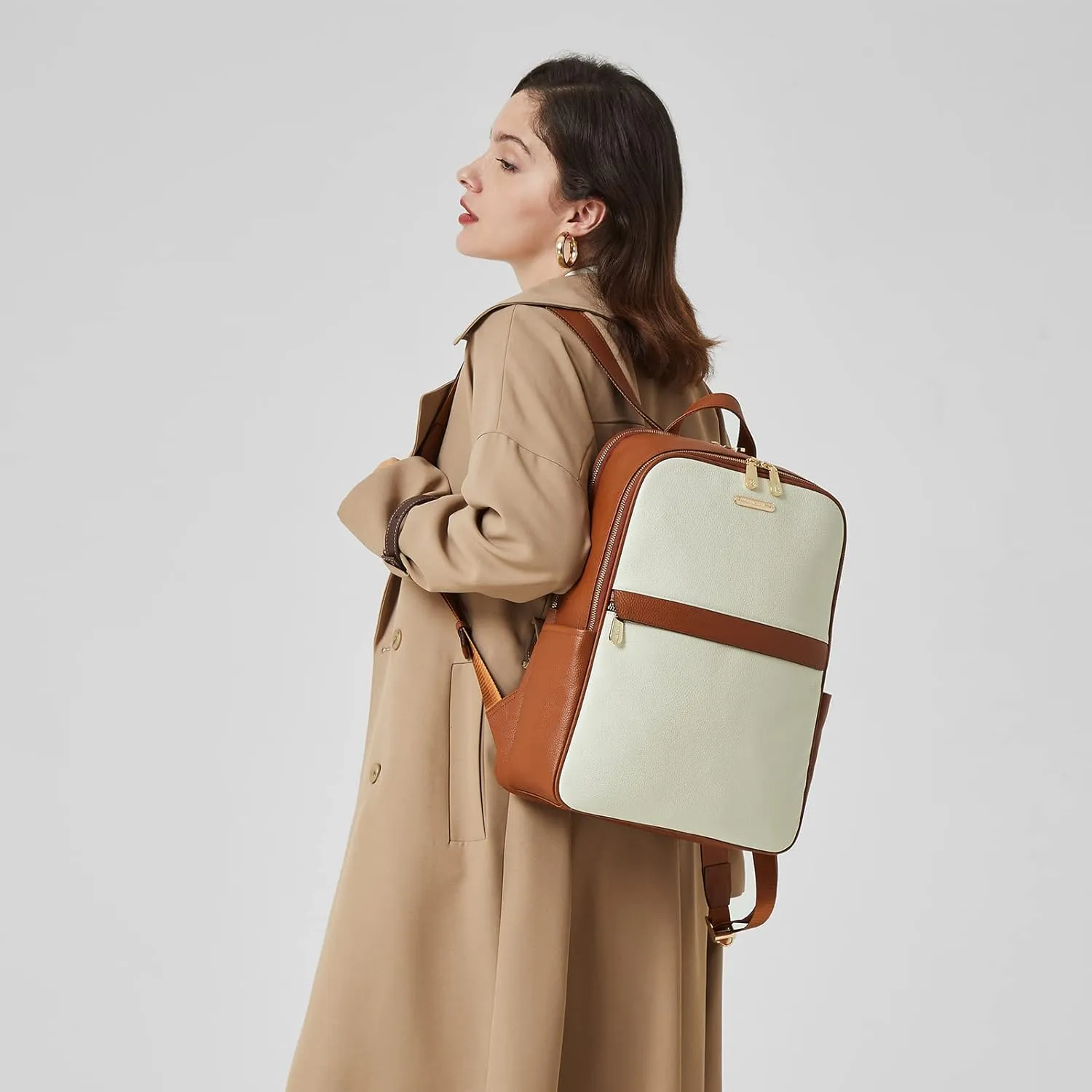 BOSTANTEN Genuine Leather 15.6 inch Laptop Backpack Purse for Women College Casual Backpack Travel Bag