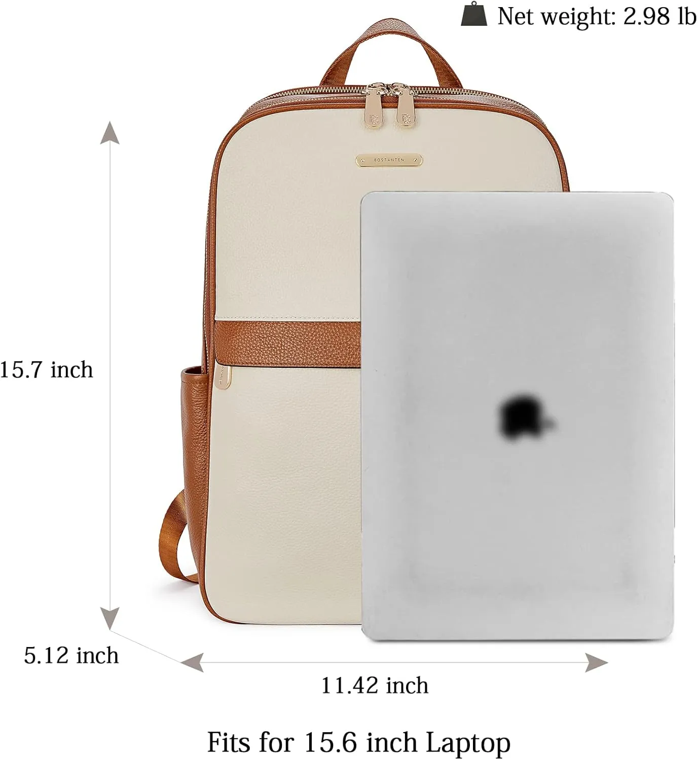 BOSTANTEN Genuine Leather 15.6 inch Laptop Backpack Purse for Women College Casual Backpack Travel Bag