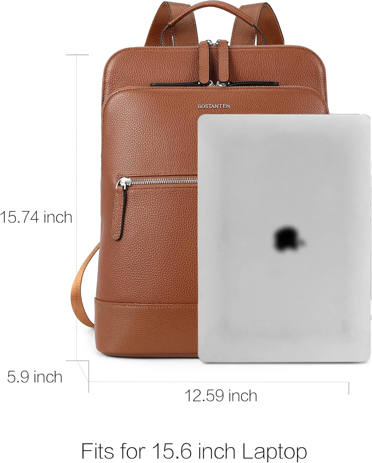BOSTANTEN Leather Laptop Backpack for Women 15.6 inch Computer Bag Travel Work Daypack Large Size Bag