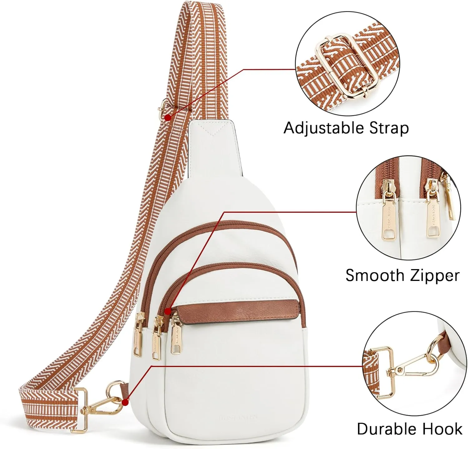 BOSTANTEN Small Sling Bag for Women Leather Crossbody Bags Fanny Pack Chest Bag for Travel