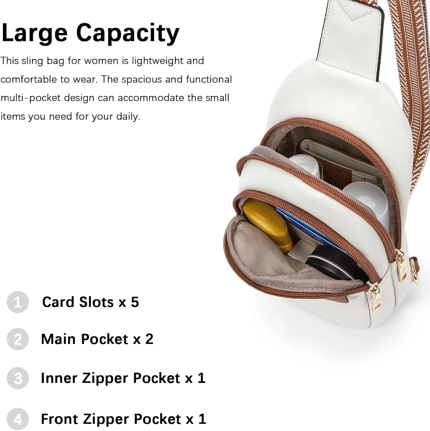 BOSTANTEN Small Sling Bag for Women Leather Crossbody Bags Fanny Pack Chest Bag for Travel