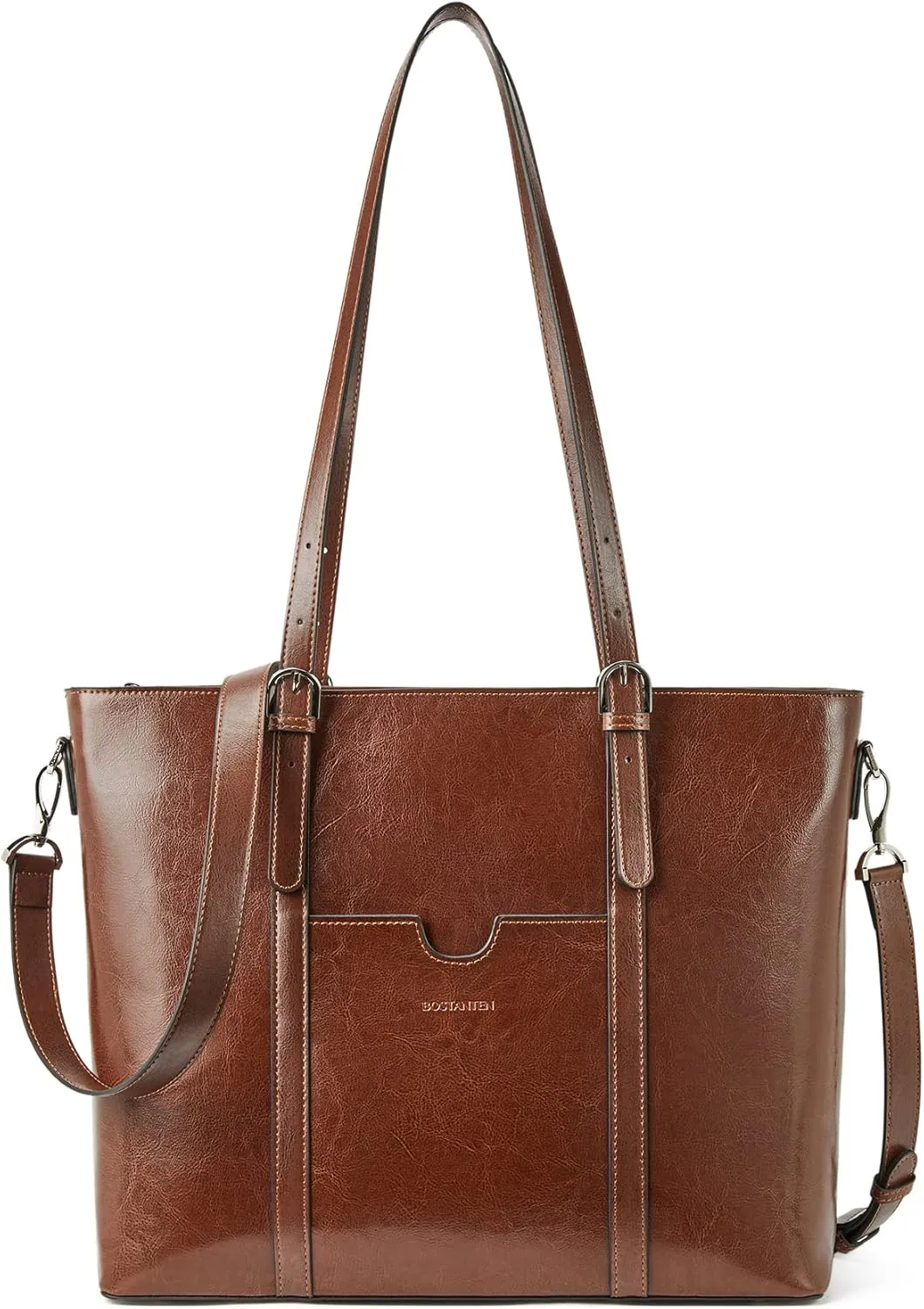 BOSTANTEN Womens Leather Laptop Tote Office Shoulder Handbag Vintage Briefcase 15.6 inch Computer Work Purse