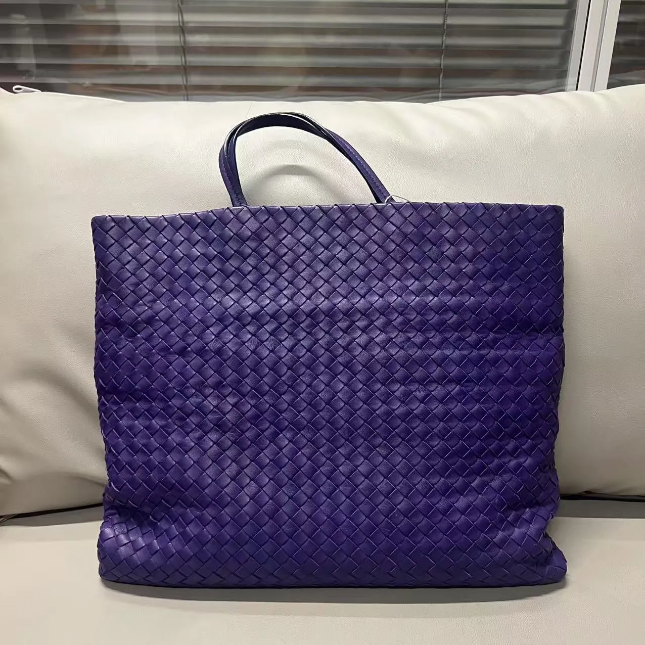 Bottega Veneta Intrecciato Purple Leather Tote Bag