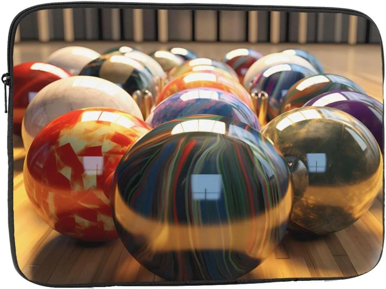 Bowling Balls Pattern Shockproof Portable Laptop 15 inch Sleeve Bag for Men and Women - Ideal for Business Travel, School, and Daily Use