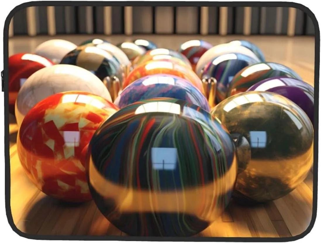 Bowling Balls Pattern Shockproof Portable Laptop 15 inch Sleeve Bag for Men and Women - Ideal for Business Travel, School, and Daily Use