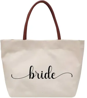 Bridal Shower & Engagement Gift - Canvas Tote Bag for Bride, Bachelorette, Travel, Shopping & Beach Essentials