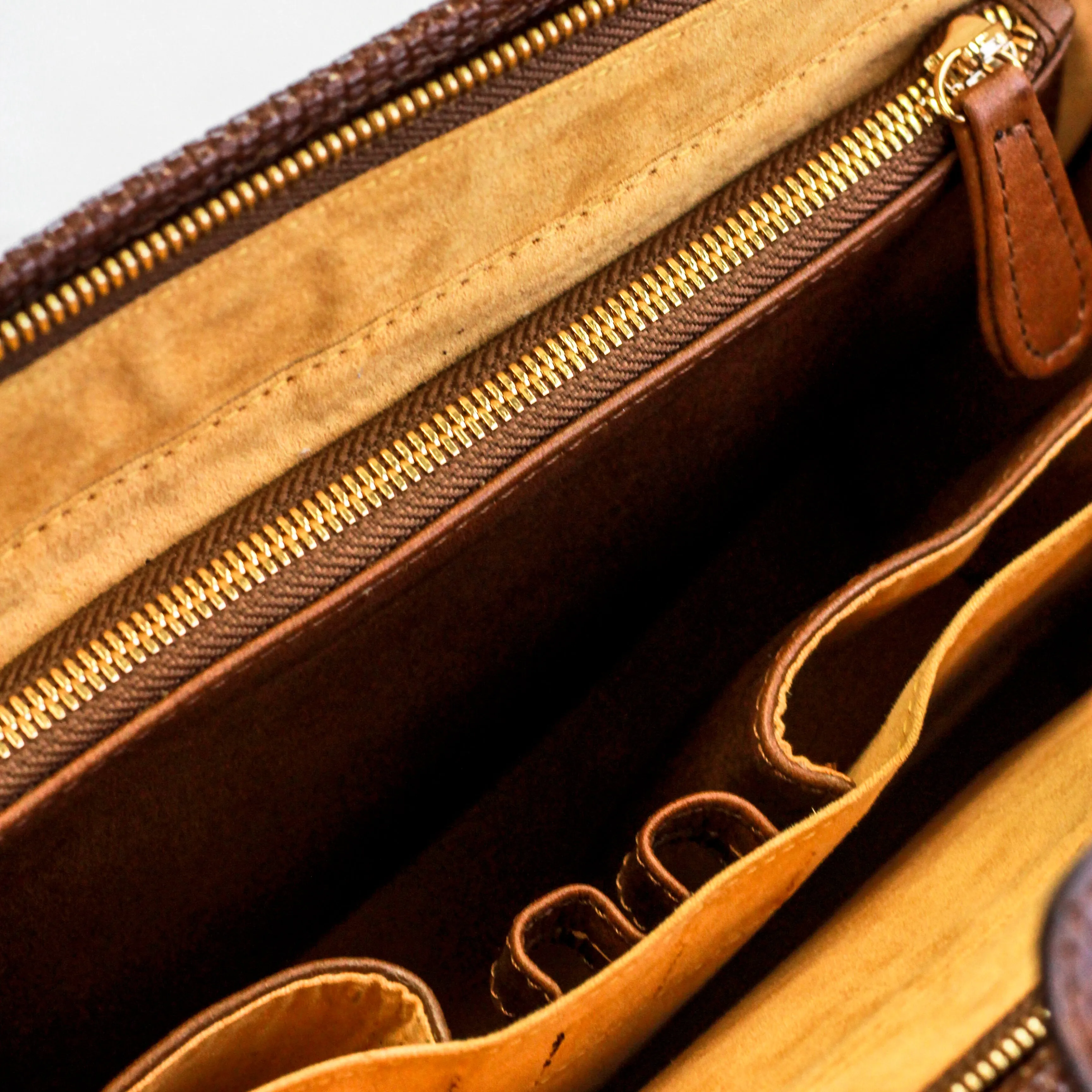 Briefcase - Leather trimmed in Crocodile