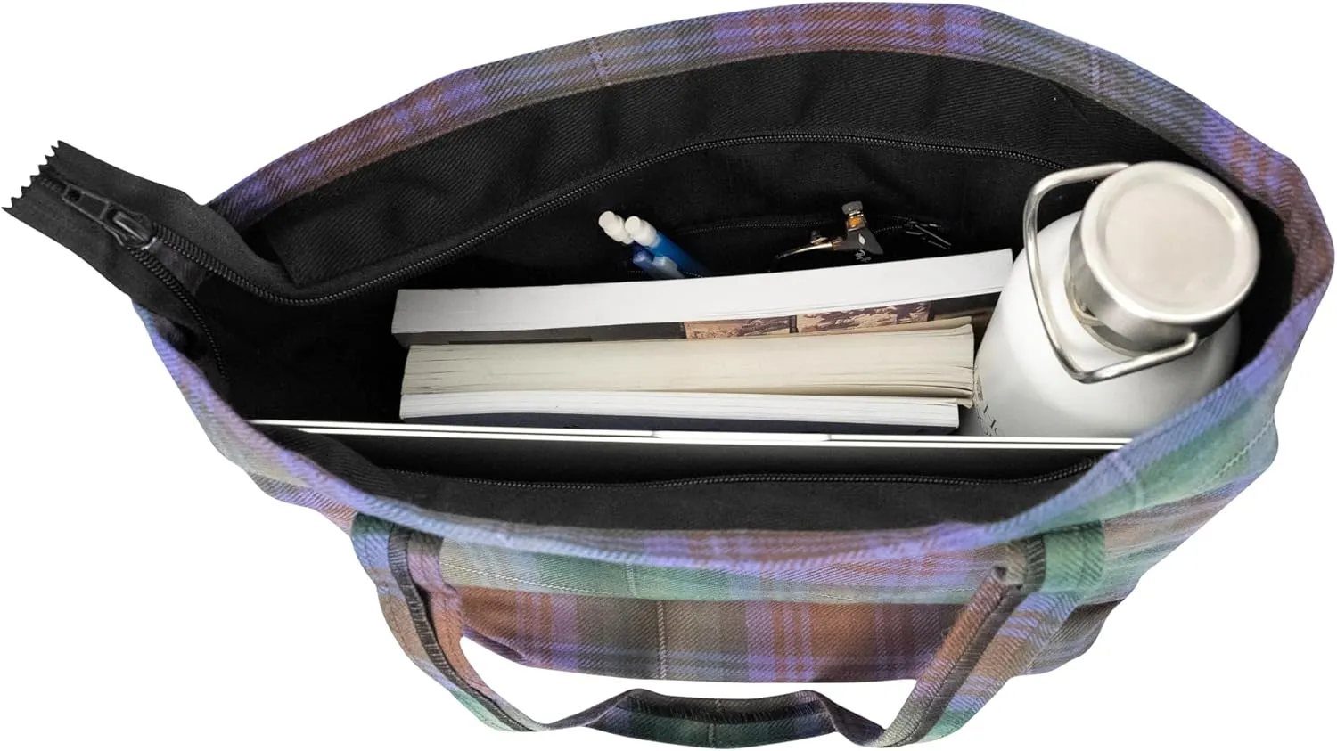 Briomhar Tartan Tote Bag for Women - Plaid Wool Zippered Tote Bag Made in Scotland