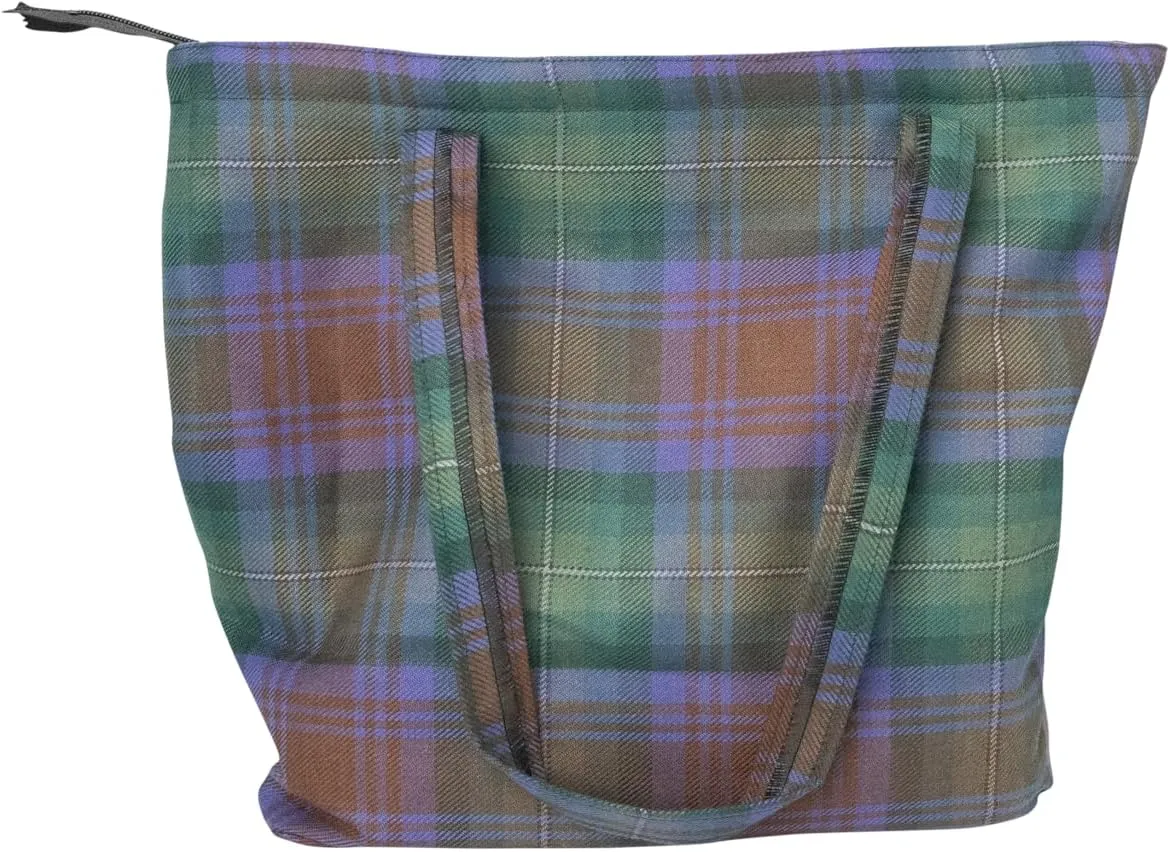 Briomhar Tartan Tote Bag for Women - Plaid Wool Zippered Tote Bag Made in Scotland