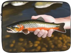 Brook Trout Fly Fishing Prints Portable Laptop Sleeve Case - Shockproof Portable Laptop Sleeve Bag 10 inch for Men and Women Business Travel, Office Daily Use