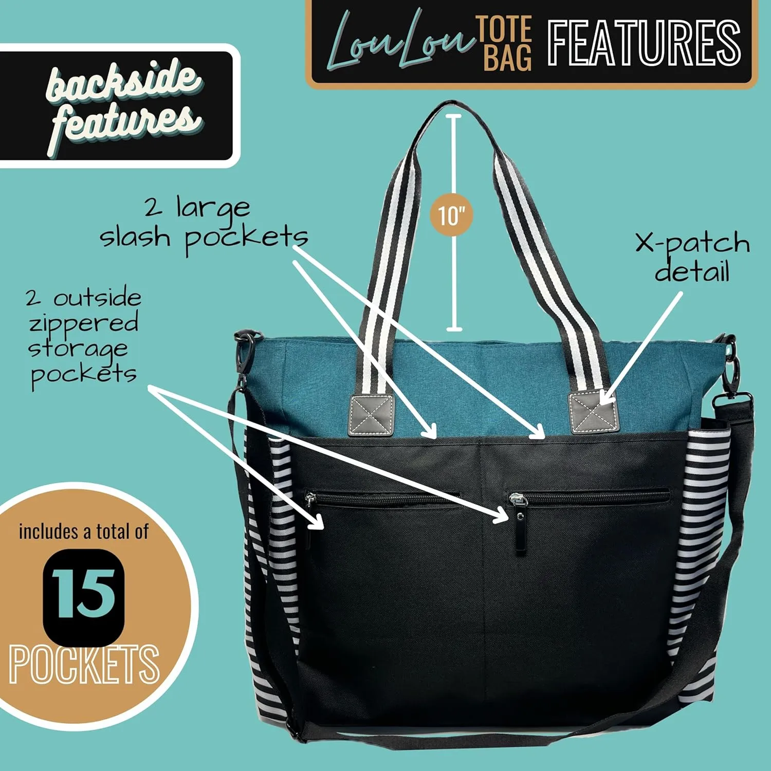 Brooke & Jess Designs Mom Bags for Everyday - Bags for Women with Zipper, Large Stylish Travel Bag, Work Bag