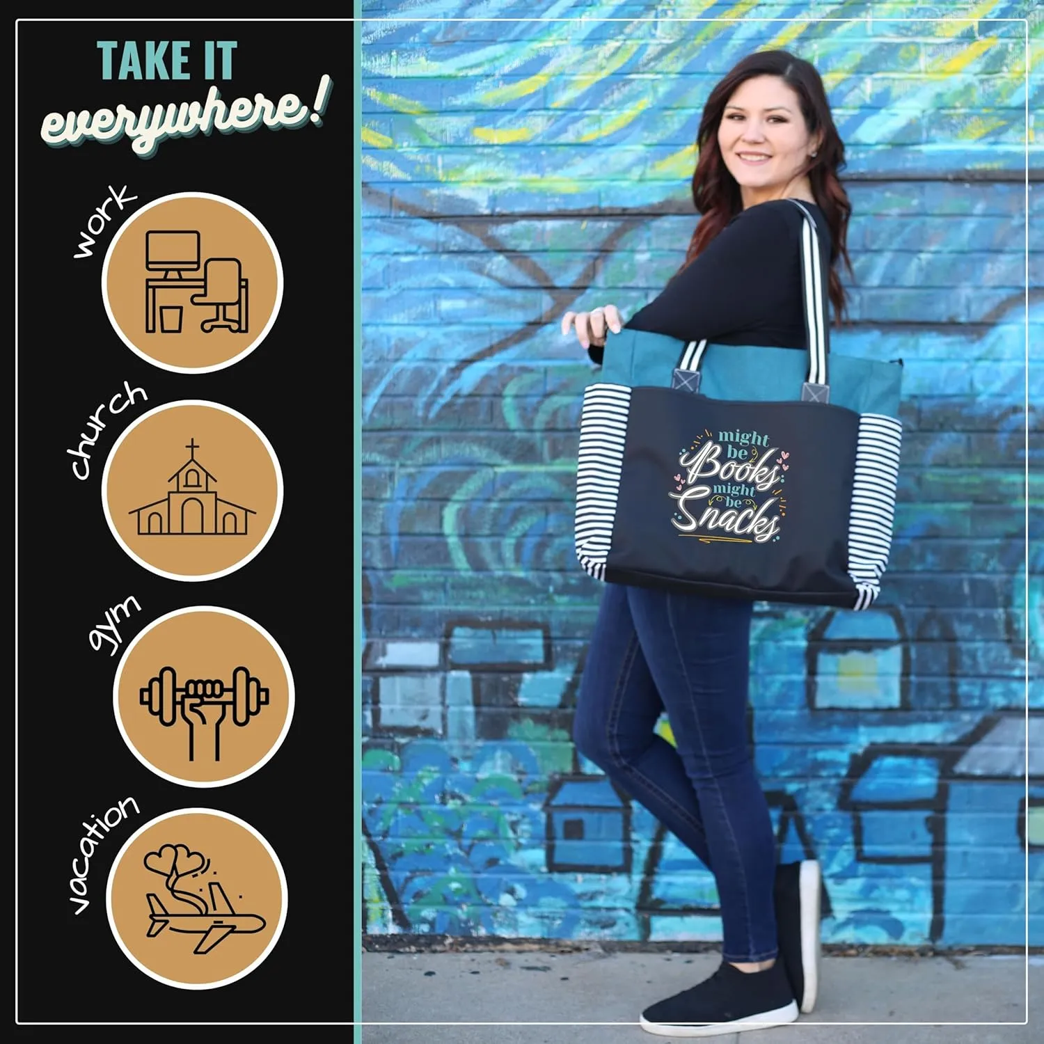 Brooke & Jess Designs Mom Bags for Everyday - Bags for Women with Zipper, Large Stylish Travel Bag, Work Bag