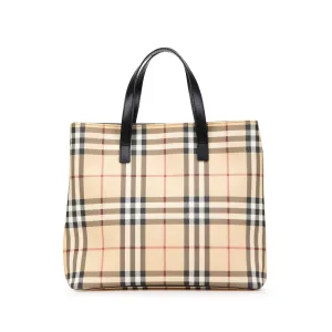 Brown Burberry House Check Canvas Tote