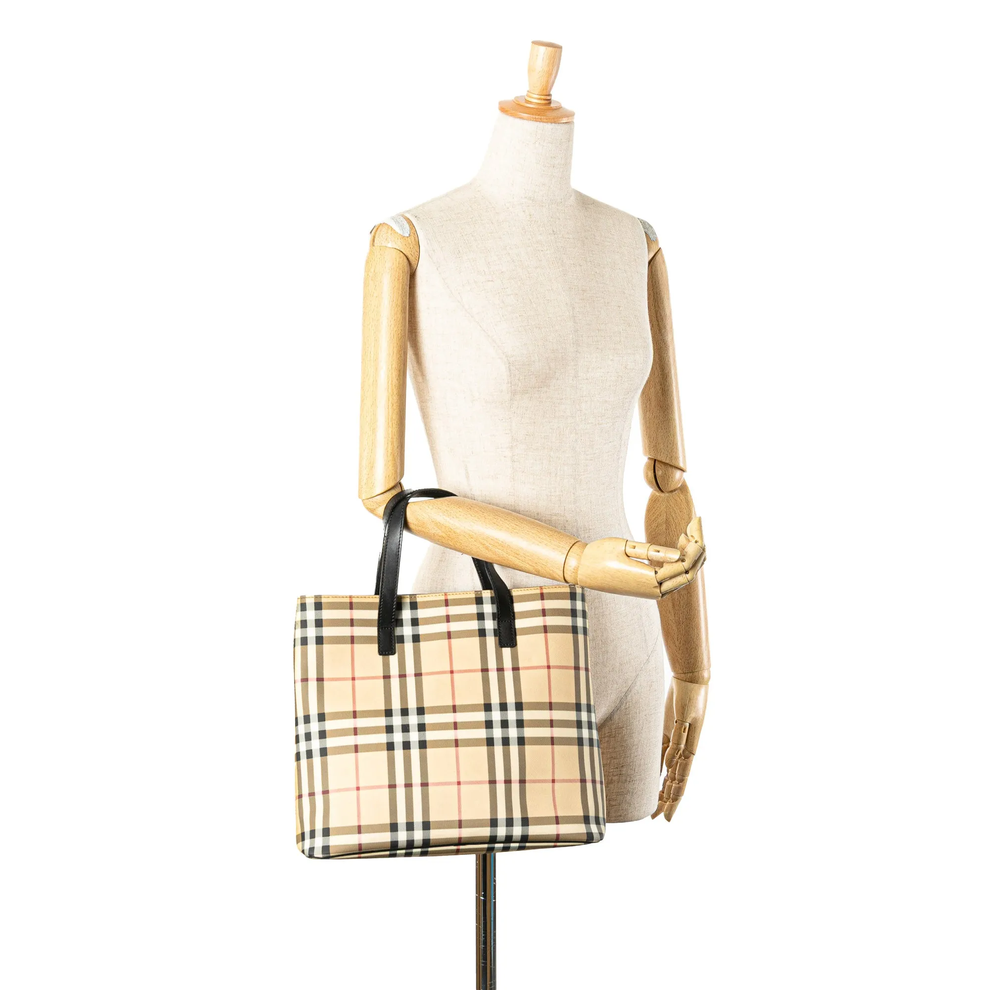 Brown Burberry House Check Canvas Tote