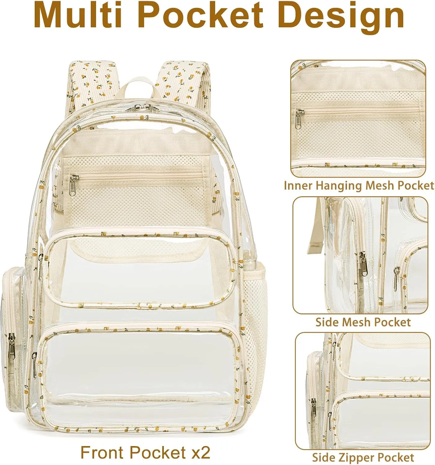 BTOOP Clear Backpack Heavy Duty Transparent Bag 17" See Through BookBag for Women Men Adults Work Festival Sports Travel