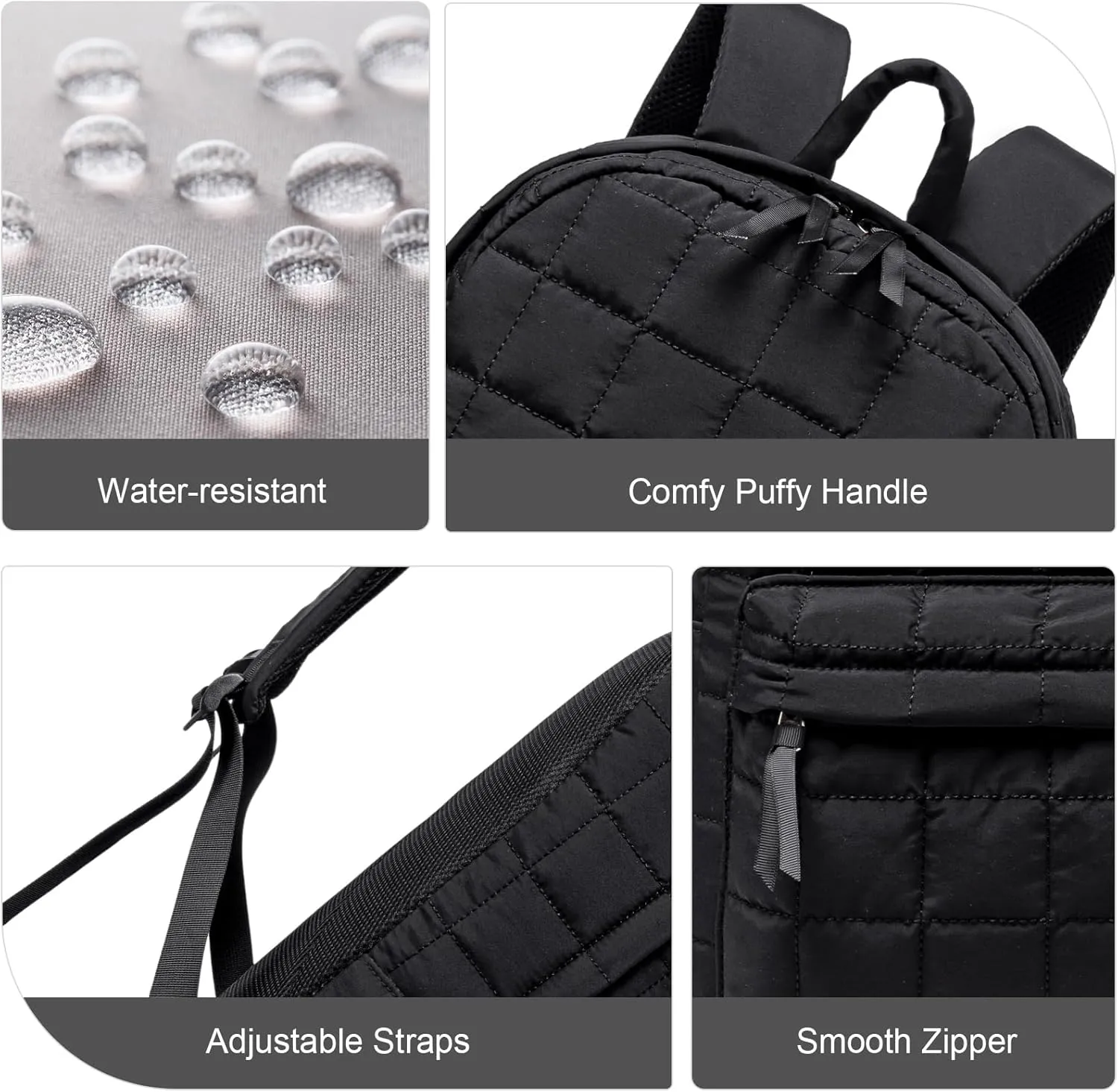 BTOOP Travel Backpack for Women Work Backpack Quilted College Backpacks for School Fit 15.6 Inch Laptop (Quilting-Black)